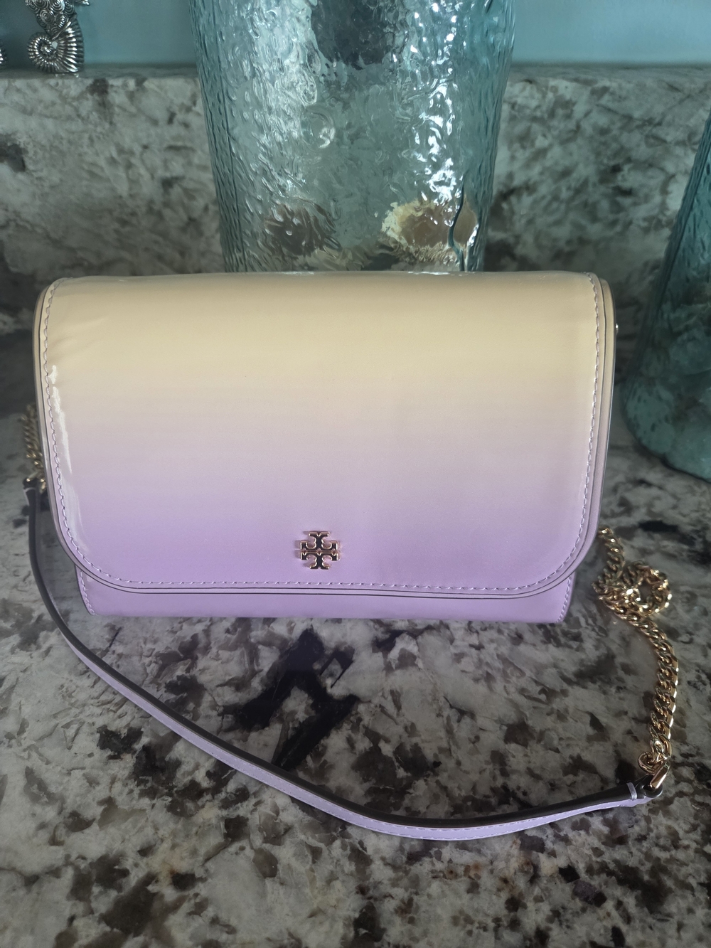 Tory Burch Ombre Patent Crossbody in Light Yellow and Lavender
